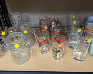 Hand Painted Drinking Glasses - some with floral pattern, some with Pheasants