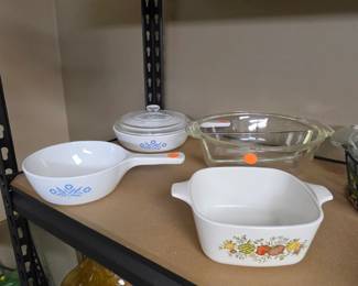 Corning Ware! Blue Cornflower Round Handled Sauce Pans and one Spice of Life Casserole Dish