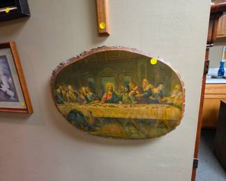 The Last Supper on wood slice