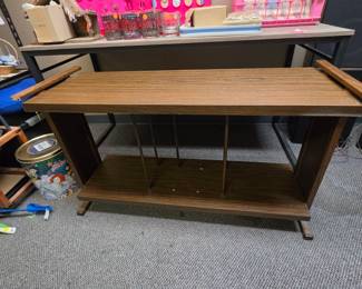 Vintage Record Storage Table (missing most of the wood dowels for holding records)