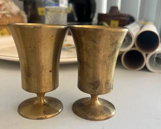 Vintage Baxter Heavy brass Chalices/shot glass