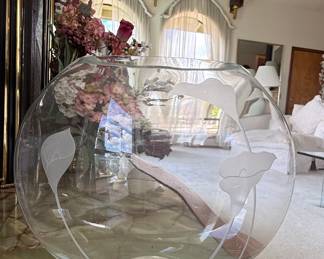 Mikasa "Calla Lily" Etched Glass Fishbowl Vase