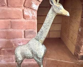 Pair of Vintage Brass Giraffe Sculptures