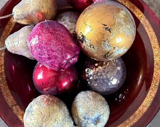 Decorative Fruit Ornaments in Pedestal Bowl