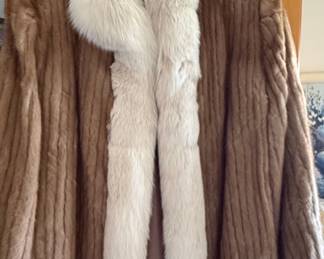 Saga Mink Fur Coat with Fox Fur Collar