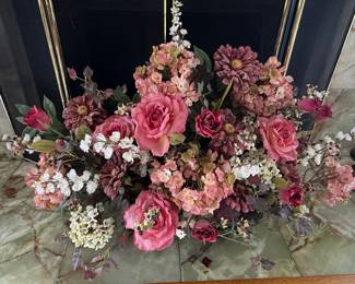Large Artificial Floral Arrangement with Roses, Hydrangeas, and Dahlias