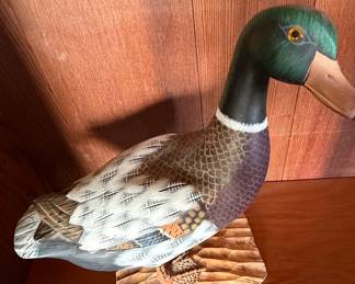 Hand-Carved Wooden Mallard Duck Decoy