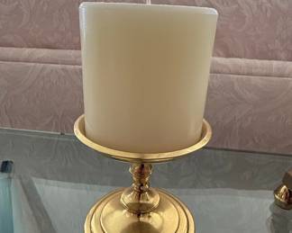 Brass Hurricane Candle Holder Set