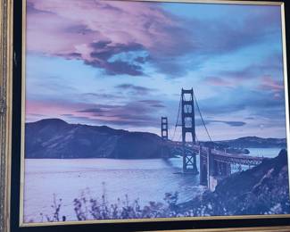 Golden Gate Bridge Sunset Print in Ornate Frame