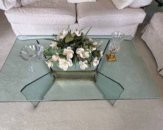 Mid-Century Modern Brass and Glass Coffee Table