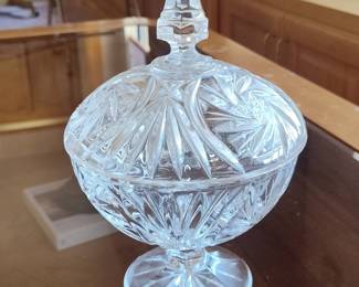 Cut Crystal Covered Candy Dish - Pinwheel Pattern