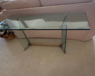 Glass and Brass Waterfall Console Table