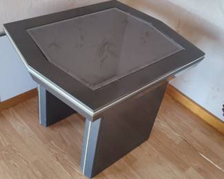 Octagonal End Table with Smoked Glass Top