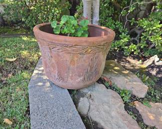 Terracotta Planter with Embossed Design