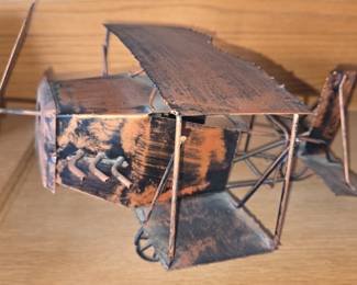 Vintage Metal Biplane and Automobile Models