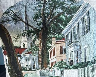 Tapestry Pillow with Colonial Scene