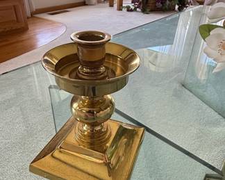 Waterford Crystal Hurricane Vase with Brass Candlestick Holder