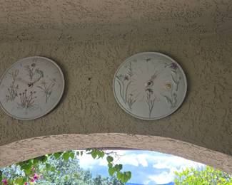 Floral Motif Garden Clock and Thermometer Set