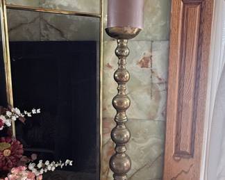 Vintage Heavy Brass Baluster Pedestal Candlestick Holder