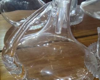 Crystal Decanter Set with Grape Cluster Finial