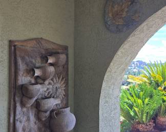 Mid-Century Modern Sun and Pots Wall Fountain