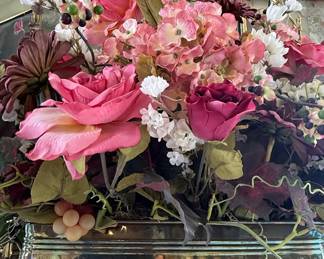 Large Artificial Floral Arrangement with Roses, Hydrangeas, and Dahlias