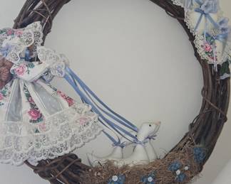 Springtime Nest Wreath with Doll and Geese