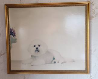 Framed Bichon Frise Dog Portrait