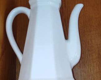 Vintage White Ceramic Octagonal Coffee Pot - Independence Ironstone