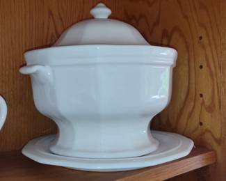White Ironstone Soup Tureen with Lid and Saucer