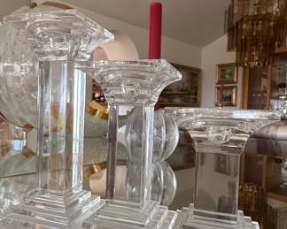 Set of 3 Marquis by Waterford Treviso Crystal Candlesticks
