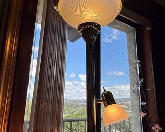 Vintage Brass Torchiere Floor Lamp with Accent Light by Stiffel