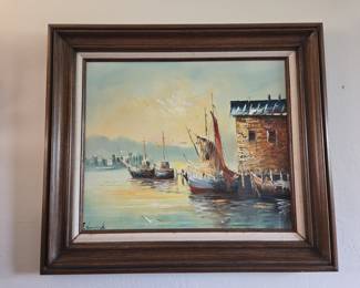 Seascape with Boats Oil Painting by Edmond