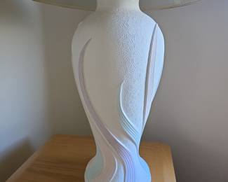 Postmodern Ceramic Table Lamp with Geometric Embossing and Pastel Accents