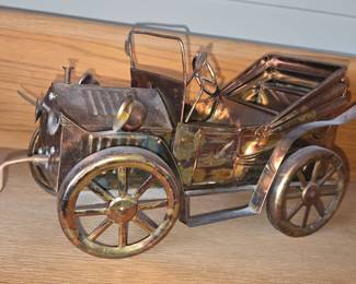 Vintage Metal Biplane and Automobile Models