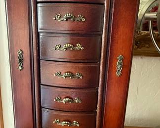 Vintage Powell Jewelry Armoire Tabletop Wood Chest Drawer