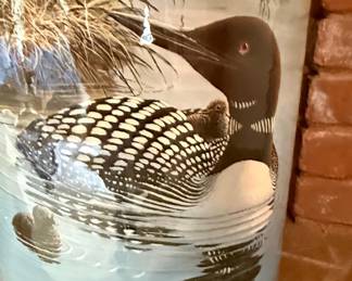 Ceramic Milk Can Vase with Loon Decor