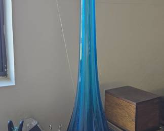Blue Opalescent Glass Vase