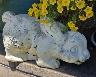 Vintage Concrete Bunny Garden Statue