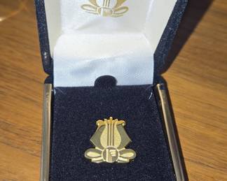 Gold-Tone Lapel Pin with "IF" Monogram and Lyre Design