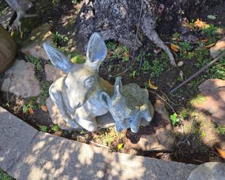 Vintage Concrete Deer Statue with Fawn