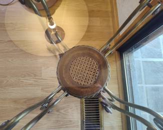 Vintage Wrought Iron and Glass Accent Table