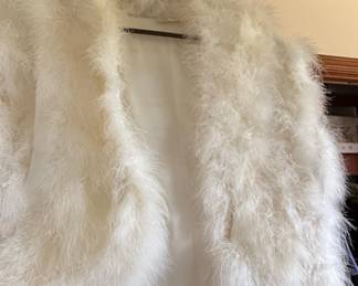 White Ostrich Feather Bolero Jacket