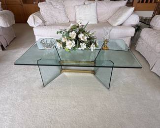 Mid-Century Modern Brass and Glass Coffee Table