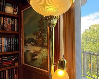 Vintage Brass Torchiere Floor Lamp with Accent Light by Stiffel