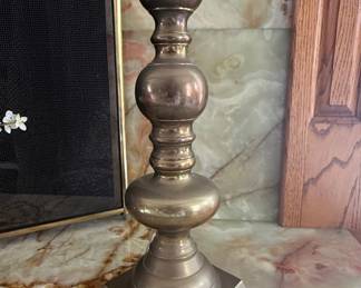 Vintage Heavy Brass Baluster Pedestal Candlestick Holder