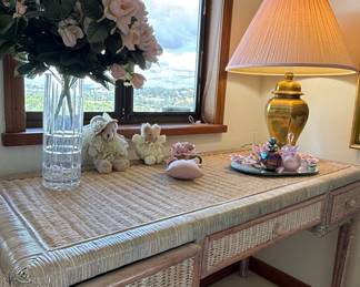 Brass Urn-Shaped Table Lamp with Pleated Shade