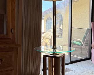 Mid-Century Modern Floor Lamp with Glass Top Table