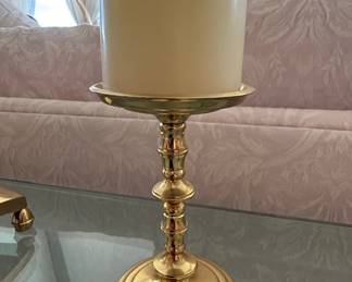 Brass Hurricane Candle Holder Set