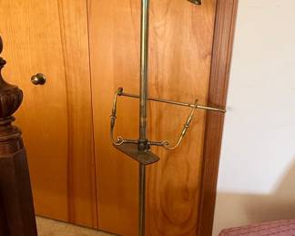 Vintage Brass Valet Stand with Hanger and Trouser Bar
